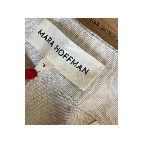 Mara Hoffman Jade High Waisted Pant in Off White Cotton/ Linen Blend Size 18 - Picture 8 of 9